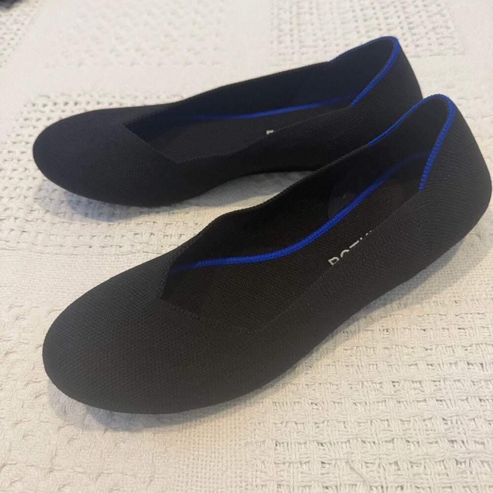 Rothy's Black Knit Flats with Blue Trim - Picture 7 of 10